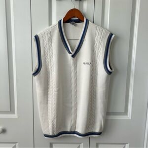 Vintage FUBU Sports Sweater‎ Vest – White Cable Knit – Size XL